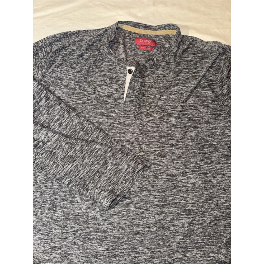 Bruno Milano Henley T-Shirt Men's XL Long‎ Sleeve Super Soft Knit Casual Tee